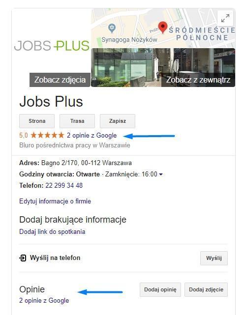 opinie o firmie w google