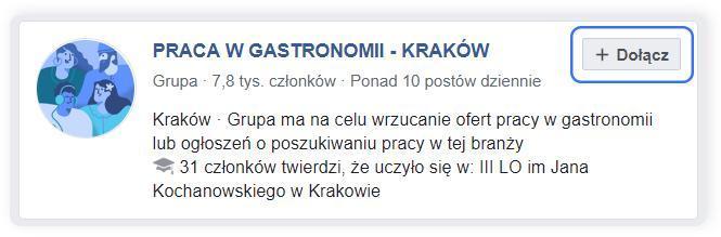 strony z ofertami pracy na Facebooku