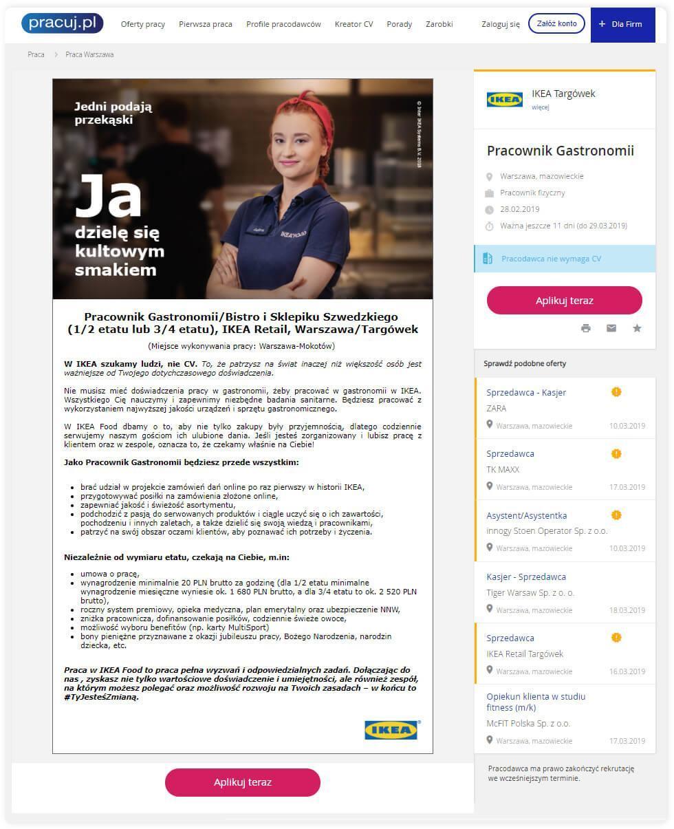 jak napisać ogłoszenie o pracę przykłady ikea